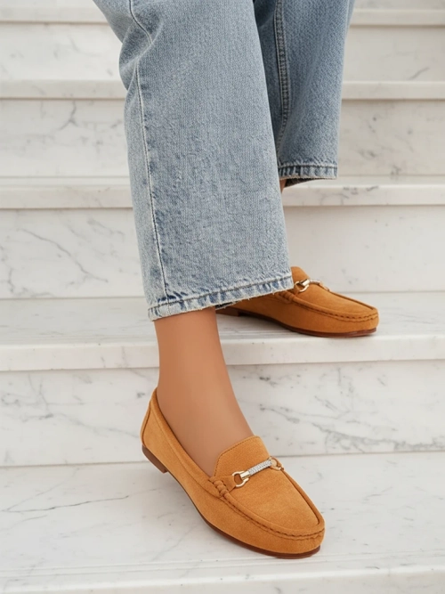 Мокасини Жіночі Camel Aurelia Замшеві з Оздобою - Комфорт і Стиль на Плоскому Каблуці