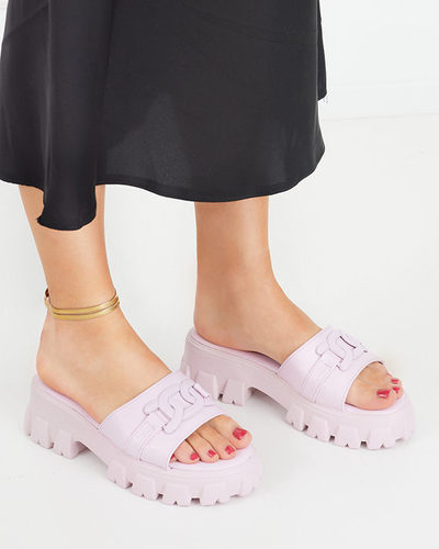 OUTLET Fialové dámské pantofle na silnější podrážce Inza-Shoes