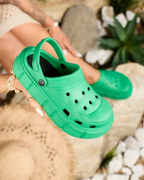 Royalfashion Tmavě zelené dámské gumové žabky Kooranza