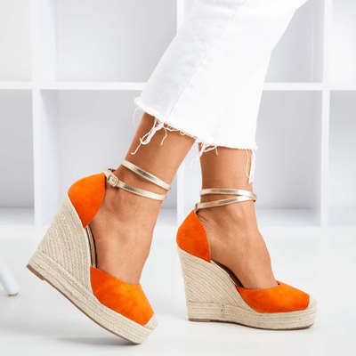 Oranžové espadrily na vysokém klínu Sablaca - Obuv 1