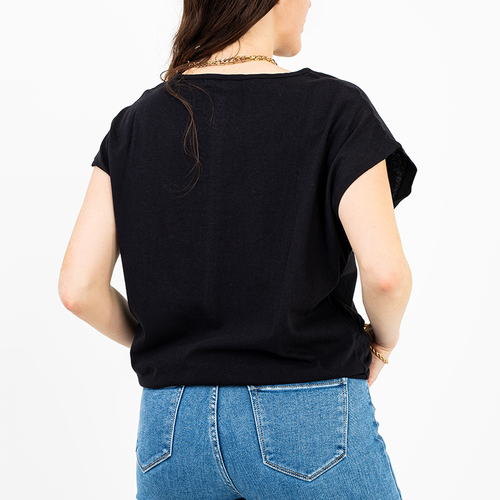 Чорна жіноча футболка з принтом