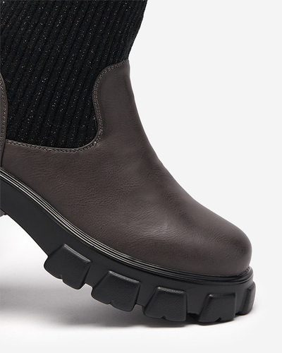 Černé a hnědé vysoké boty pro ženy Alerpi- Footwear