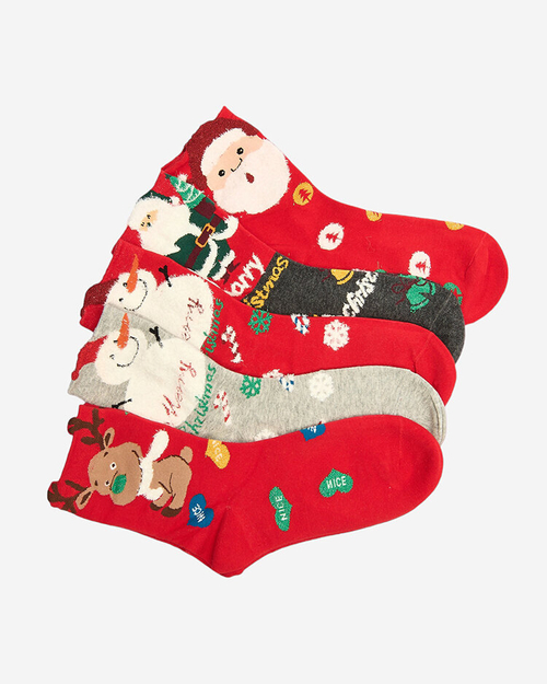 Шкарпетки з новорічними принтами, набір з 5 пар
