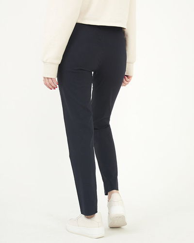 Černé látkové rovné dámské kalhoty PLUS SIZE - Oblečení