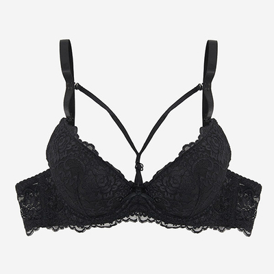 Чорний мереживний бюстгальтер з бретелями - Нижня білизна