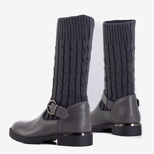 Сірі черевики з декоративним носком Kyla - Взуття