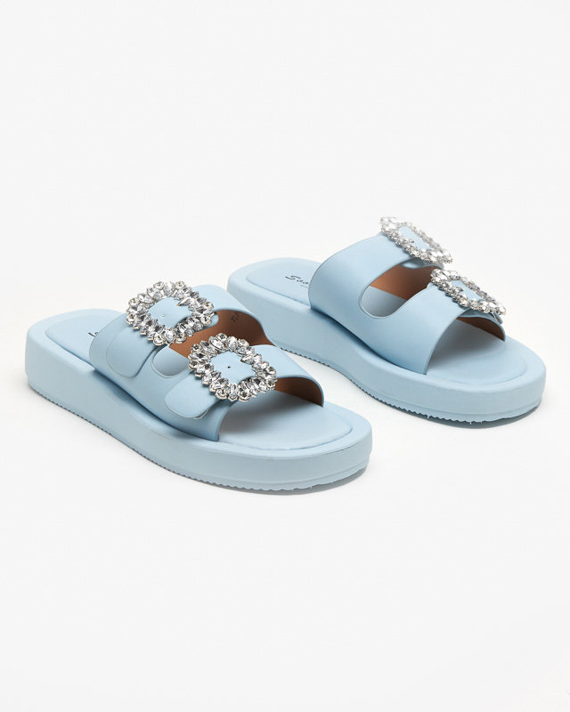 Modré dámské pantofle s krystaly Azazel - Obuv