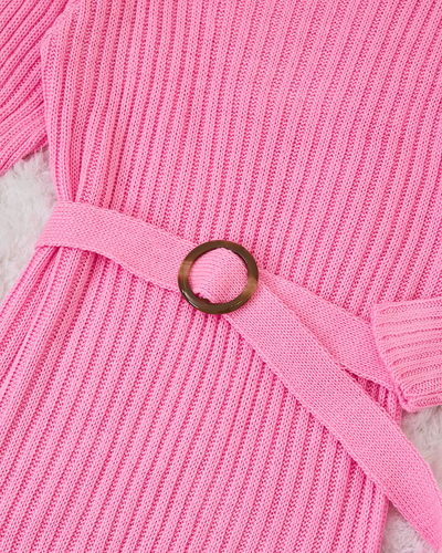 Royalfashion Růžové dámské svetrové šaty