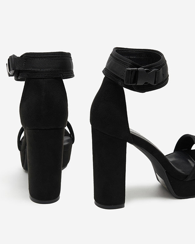 Dámské sandály na vysokém sloupku, eko semiš Momli - Boty