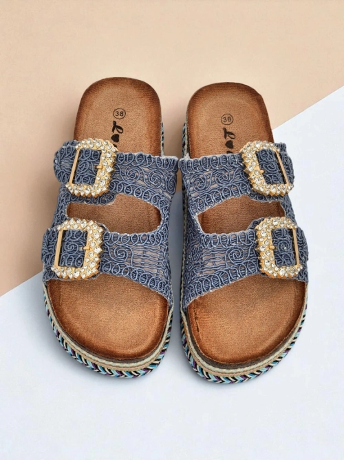 Royalfashion Жіночі сандалі з пряжками зі стразами GlamCork