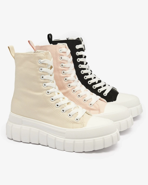 Жіночі кеди на високій платформі бежевого кольору Kivda- Взуття