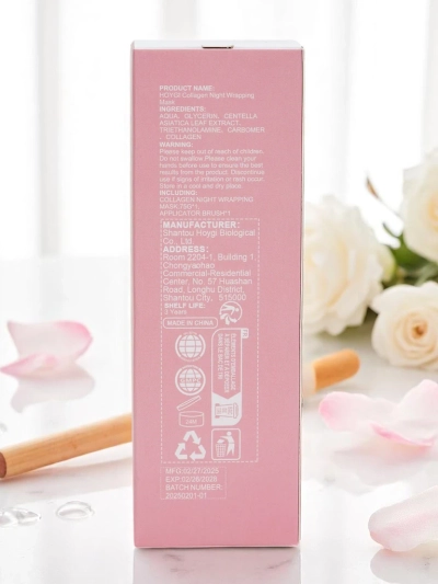 Kolagenová pleťová maska, hydratační a proti stárnutí, se štětcem na noční použití