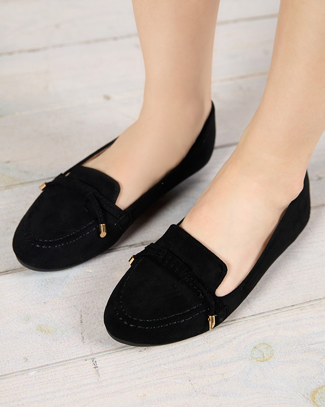 Černé dámské mokasíny s mašlí Neruki - Obuv