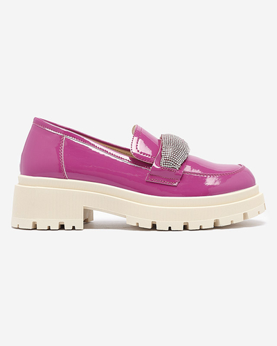 Лаковані жіночі мокасини кольору фуксії з орнаментом Averado-Footwear