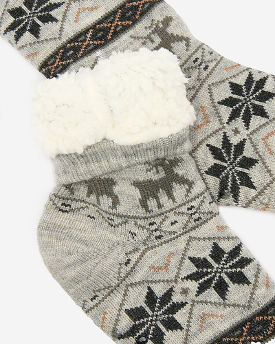 Royalfashion Vánoční šedé pánské zateplené ponožky