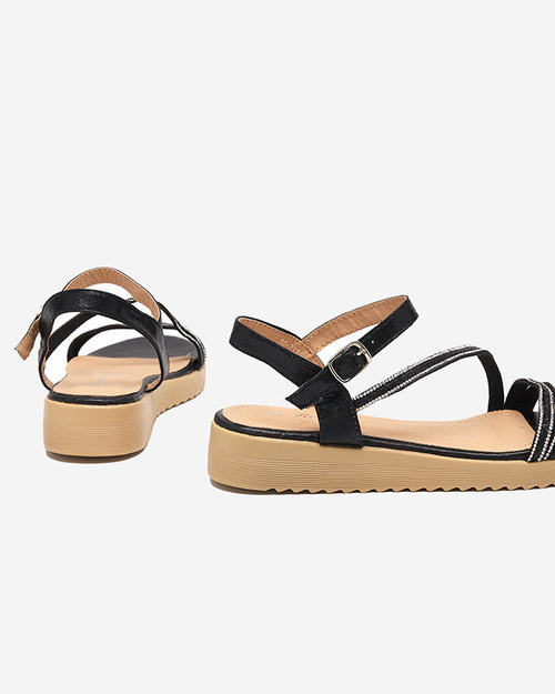 OUTLET Жіночі чорні блискучі босоніжки з фіанітами Spirade - Одяг