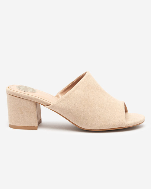 Бежеві жіночі шльопанці на низькому каблуці Opetik