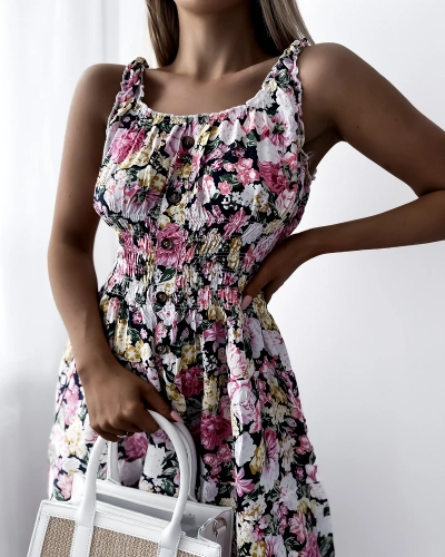 Квітково-рожева жіноча сукня до коліна Одяг