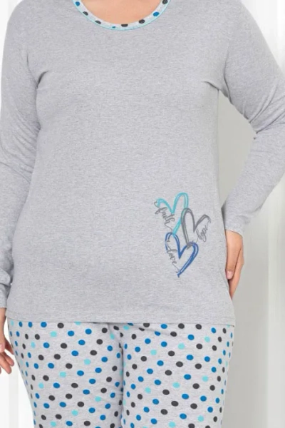 Royalfashion Dámské dvoudílné bavlněné pyžamo s puntíky VELIKOST PLUS