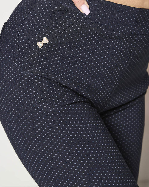 Темно-сині жіночі лосини в горошок PLUS SIZE- Одяг