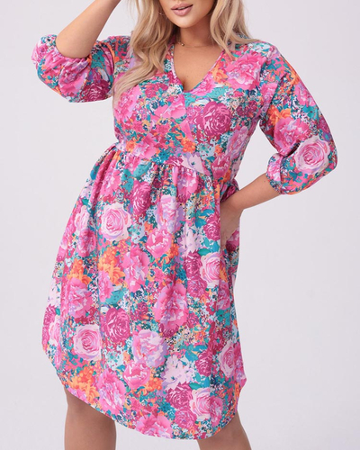 Royalfashion Dámské šaty nad kolena s potiskem PLUS SIZE