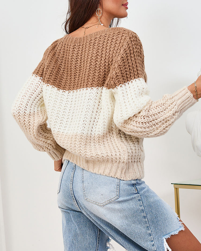 Светр жіночий у смужку Royalfashion коричневий