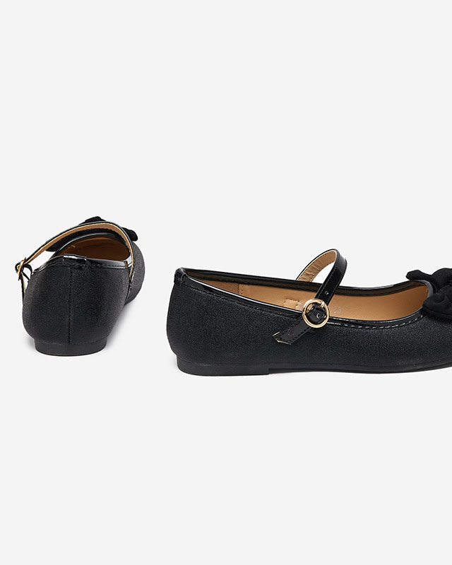 Černé dívčí baleríny s páskem Mosup-shoes