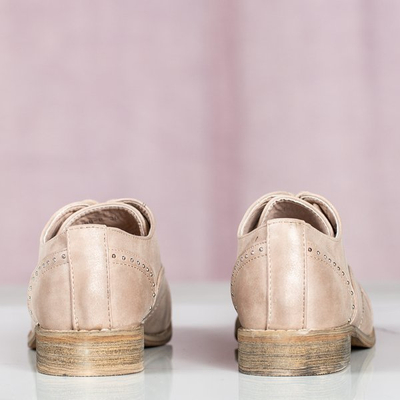 Růžové boty s plochými podpatky a nýtovými nýty - boty 1