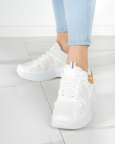 Bílé dámské tenisky se skrytým klínem a řetízkem Kermona - Obuv