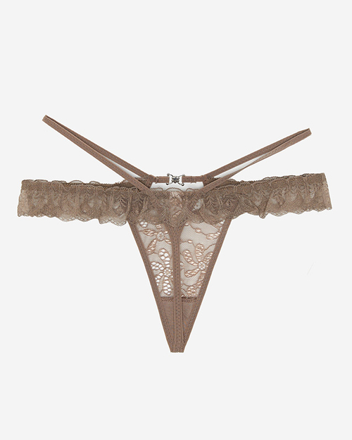 Жіночі коричневі мереживні стринги - Білизна