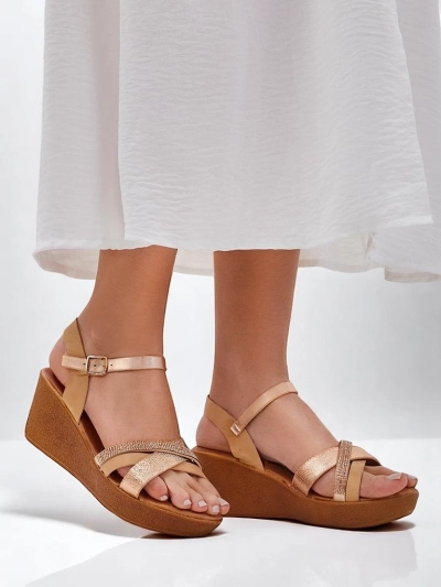 Royalfashion Dámské wedges sandály s kamínky a třpytkami Glittera
