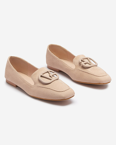 Světle hnědé dámské mokasíny s ornamentem v odpovídající barvě Jeterika - Obuv