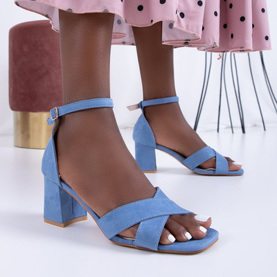 Блакитні жіночі босоніжки на підборах Halita