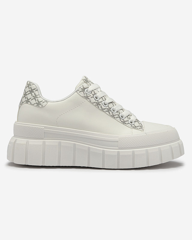 Ležérní dámská bílá sportovní obuv se vzorovanými vsadkami Leritic - Obuv