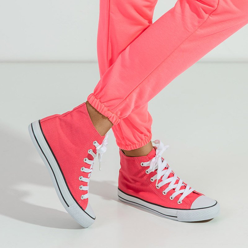 Високі неонові жіночі кеди в рожевому кольорі Skarllet