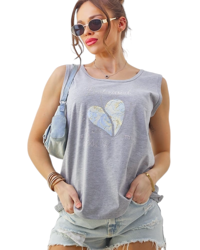 Royalfashion Котоновий жіночий топ з сердечком