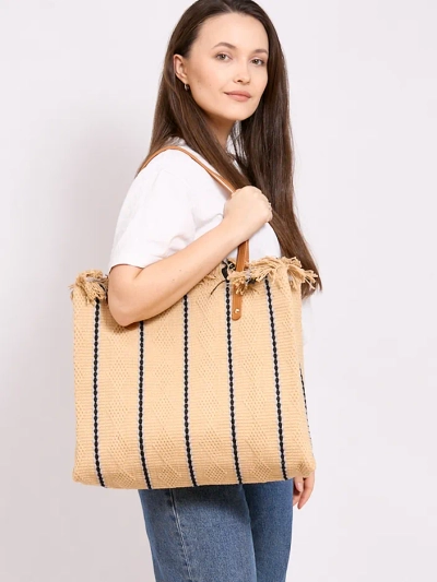 Royalfashion Woven shopper bag with stripes