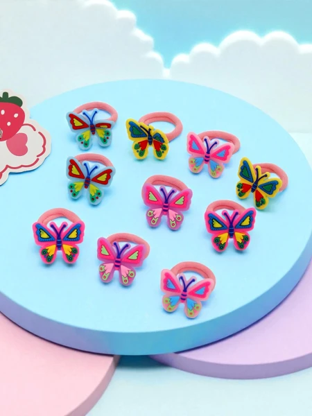 Barevné gumičky do vlasů s motýlky
