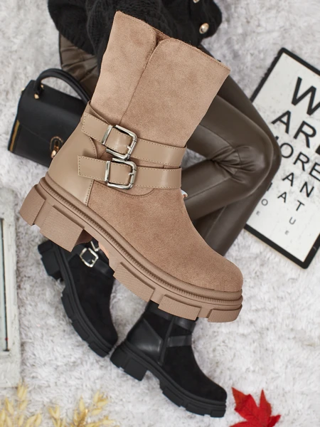 Vyšší dámské eko semišové kotníkové boty Callire