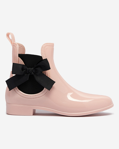 Světle růžové dámské nazouváky s mašlí Roberta - Obuv