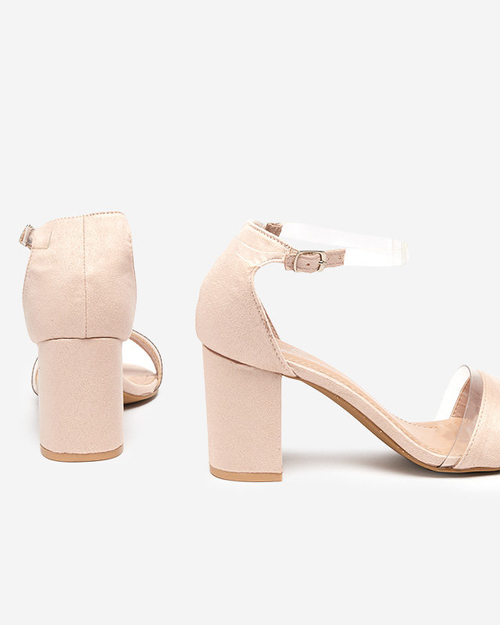 Пастельні світло-рожеві жіночі босоніжки на стовпі Getino - взуття