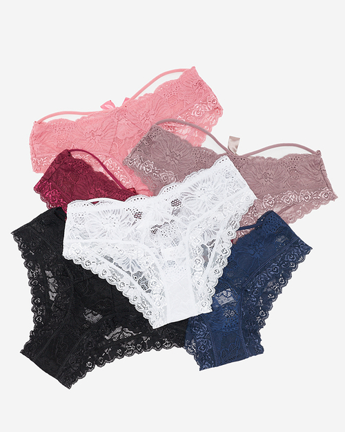 Комплект з 6 пар жіночих мереживних трусиків з ефектною спинкою - Нижня білизна