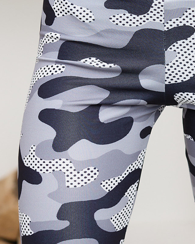 Světle šedé dámské cyklistické legíny s potiskem - Oblečení