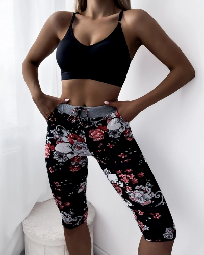 Dámské 3/4 černo-růžové kraťasy PLUS SIZE - Oblečení