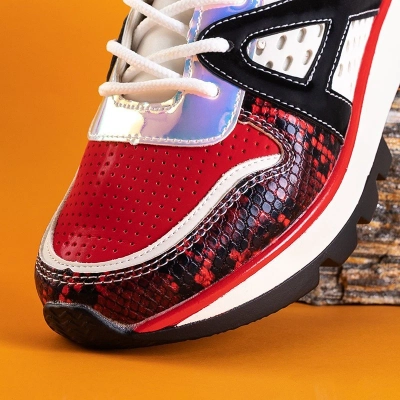 OUTLET Bílé a červené tenisky s barevnými vložkami Meia - Footwear