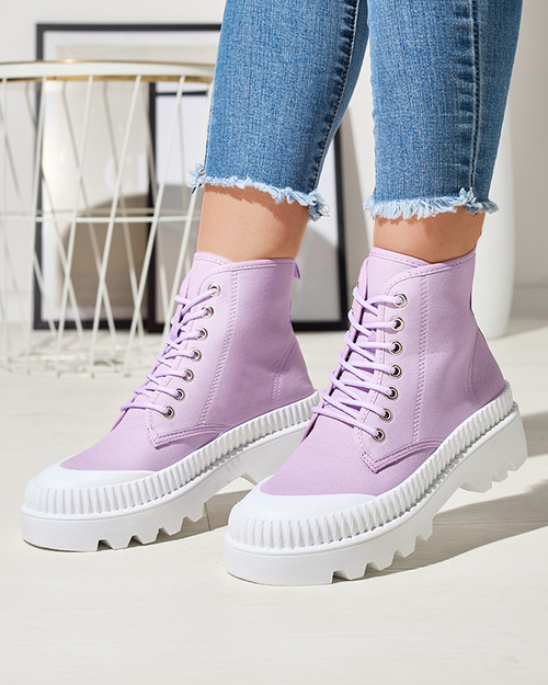 Фіолетові жіночі високі спортивні кросівки а-ля кеди Serewa - Взуття