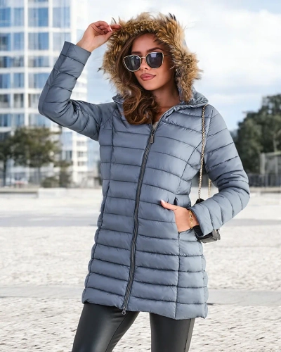 Dámská zimní bunda Royalfashion s lícovaným vzorem