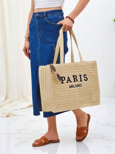 Royalfashion Velká dámská slaměná taška Paris Milano Velká