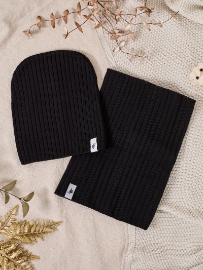 RoyalFashion Universal Winter Set - бобровая шапка з трубчастим шарфом