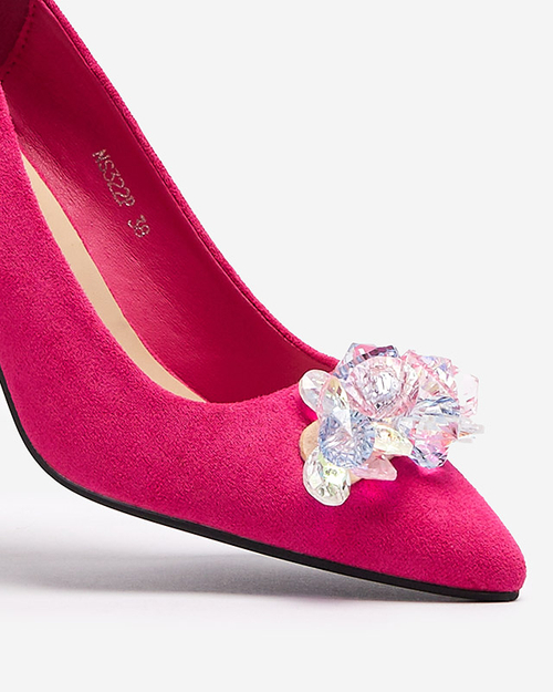 Жіночі туфлі-човники кольору фуксії з різнокольоровими кристалами Xitas - Взуття